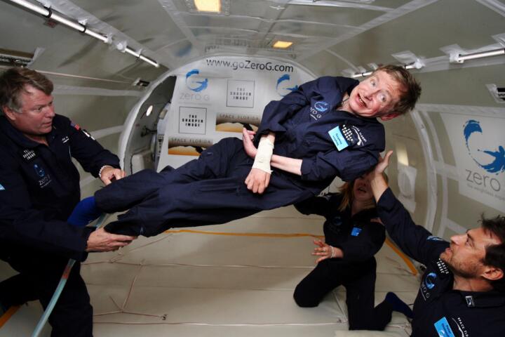Physicist Stephen Hawking in Zero Gravity/NASA